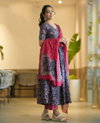 Navy Blue Colour Rayon Print Kurti With Bottom Dupatta Wholesale Online Aaradhna 2035